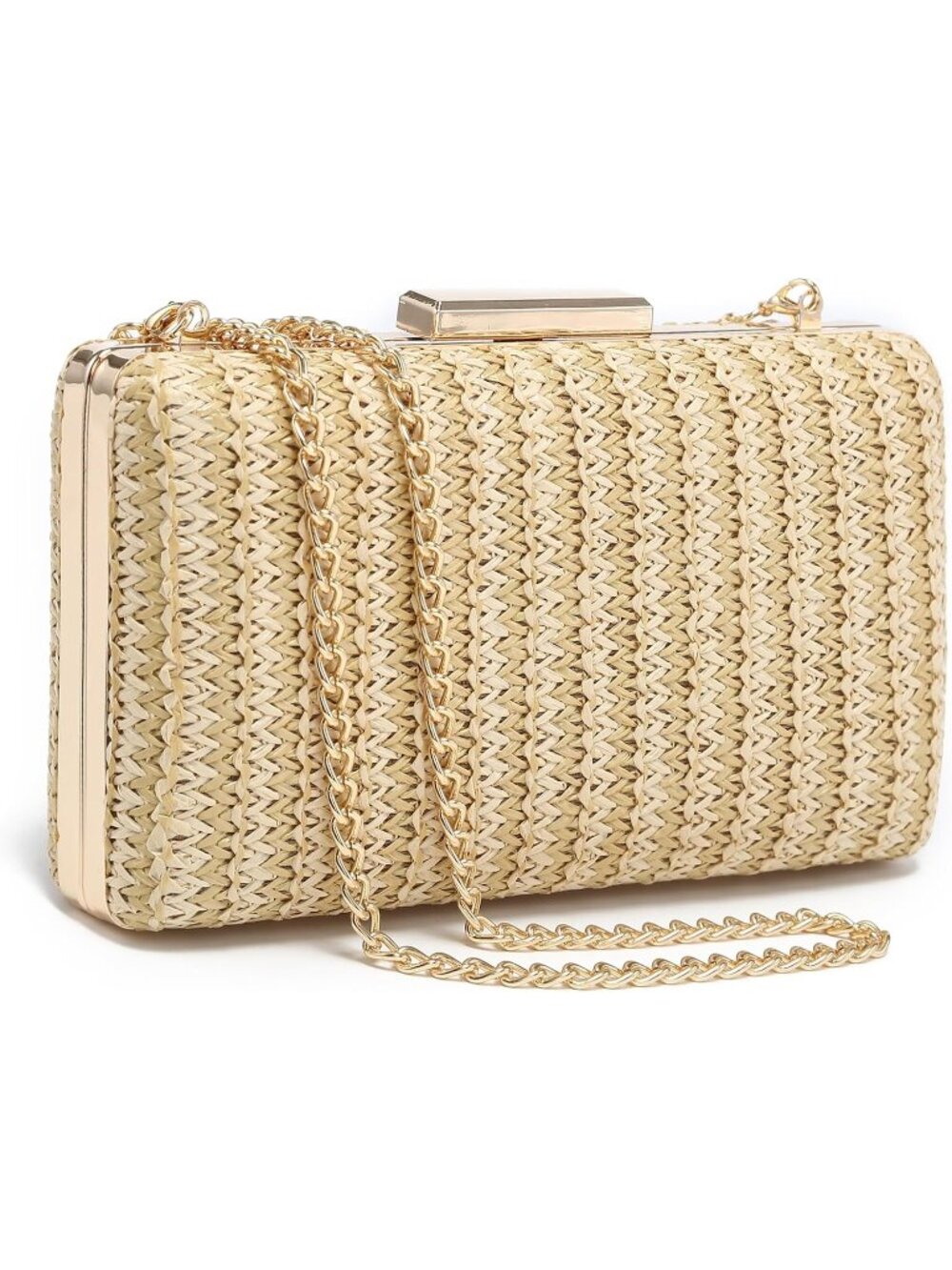 〽️Women's Beige Clutch Purse Handbag Evening Detachable Chain Strap Wedding Prom